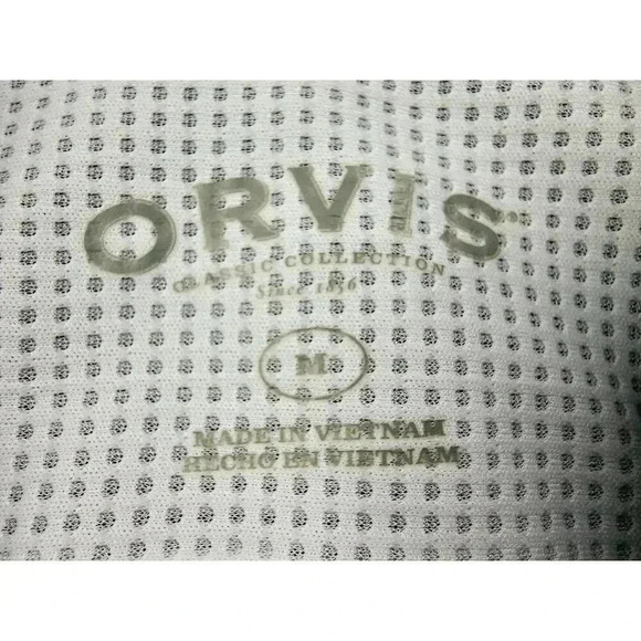 Orvis Size Medium Men's Charcoal Blue Pocket Logo Short Sleeve Polyester Shirt - Picture 4 of 12